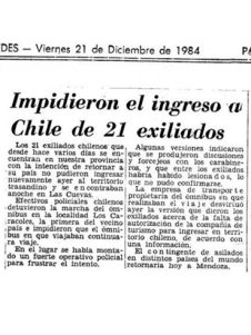 Impidieron el ingreso a Chile de 21 exiliados